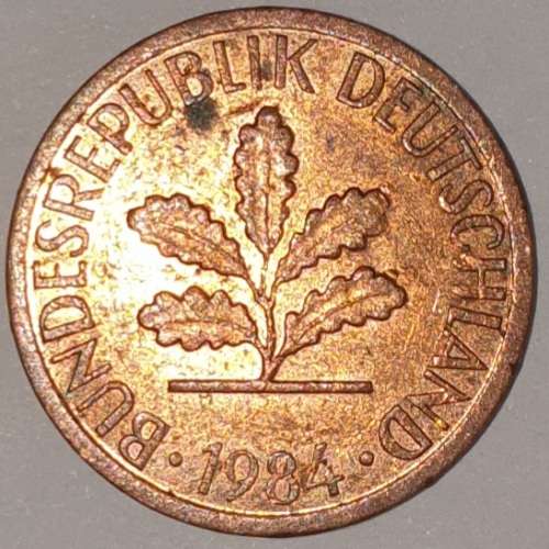 1984 D - 1 PFENNIG - ONE PFENNIG - GERMANY - FEDERAL REPUBLIC - (Copper Plated Steel)